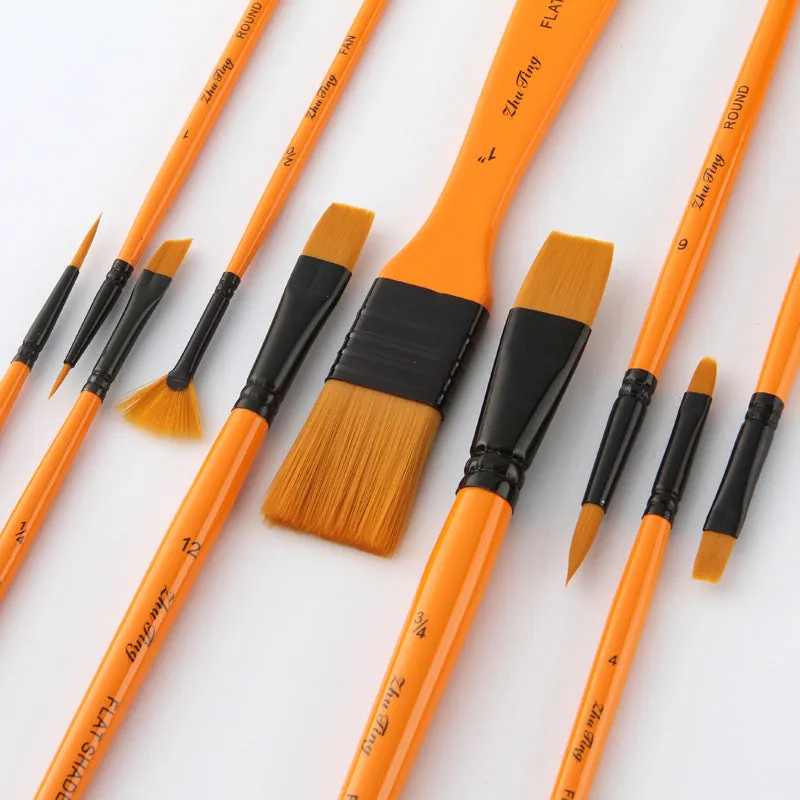 10 Nylon Wool Canvas Bag Watercolor Gouache Paint Brushes Pen