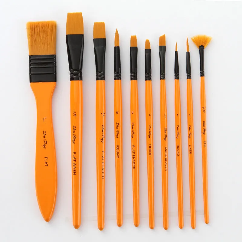 10 Nylon Wool Canvas Bag Watercolor Gouache Paint Brushes Pen