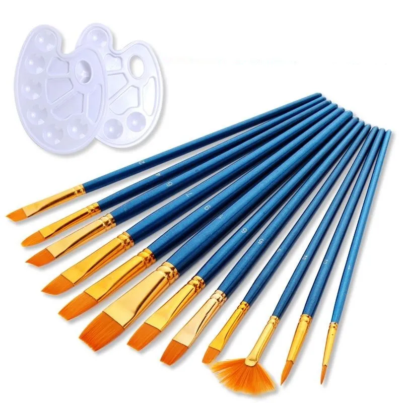12 Art Drawing Brush Pen Watercolor Gouache Oil Painting Brush Nylon Hair Brush
