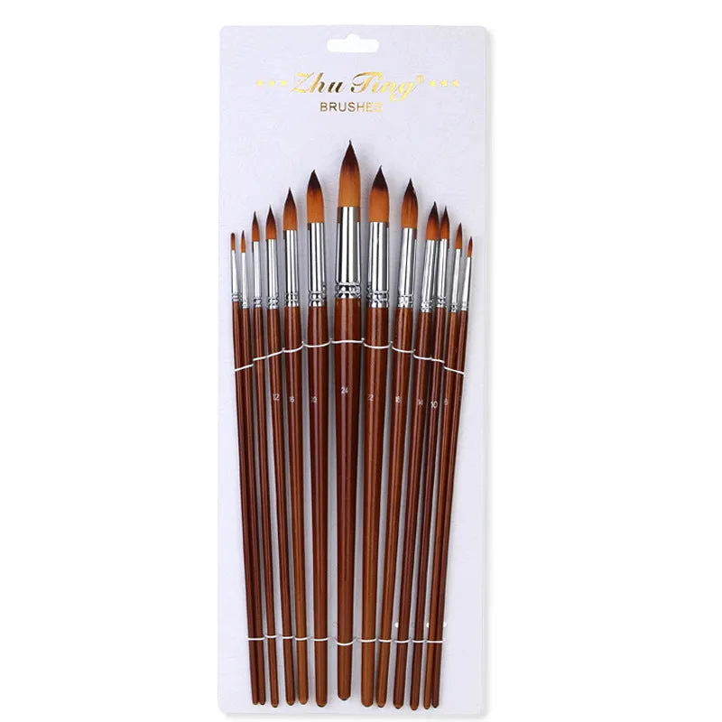 13  Nylon Hair Brush Long Brush Holder Watercolor Brush Art Supplies