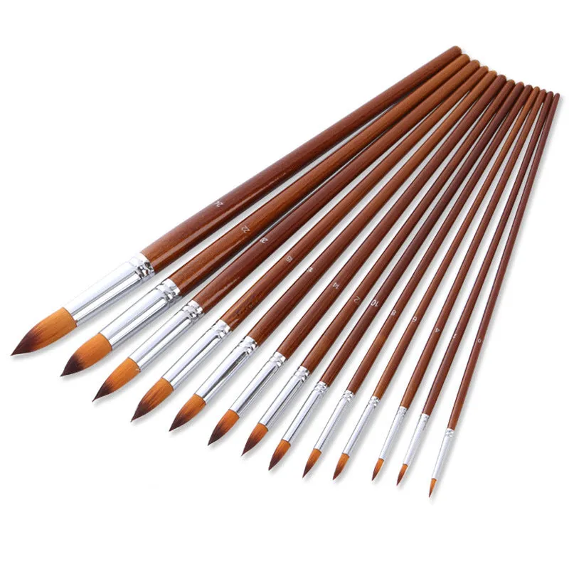 13  Nylon Hair Brush Long Brush Holder Watercolor Brush Art Supplies