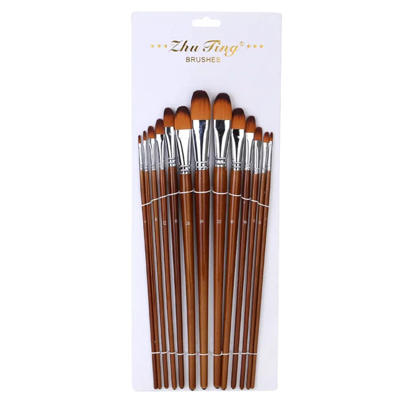 13  Nylon Hair Brush Long Brush Holder Watercolor Brush Art Supplies