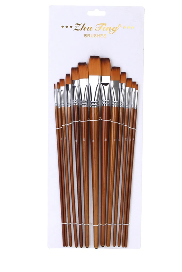 13  Nylon Hair Brush Long Brush Holder Watercolor Brush Art Supplies