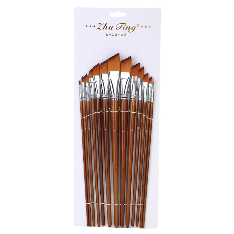 13  Nylon Hair Brush Long Brush Holder Watercolor Brush Art Supplies