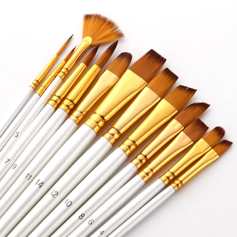 13 PCs Double Color Nylon Hair Brush Gouache Watercolor Painting Brush Pen Set