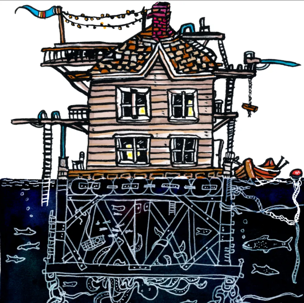 3 Story House at Sea Art Print