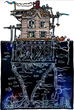 3 Story House at Sea Art Print