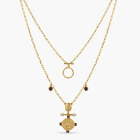 Amethyst Aquarius Zodiac Layered Gold Plated Silver Necklace