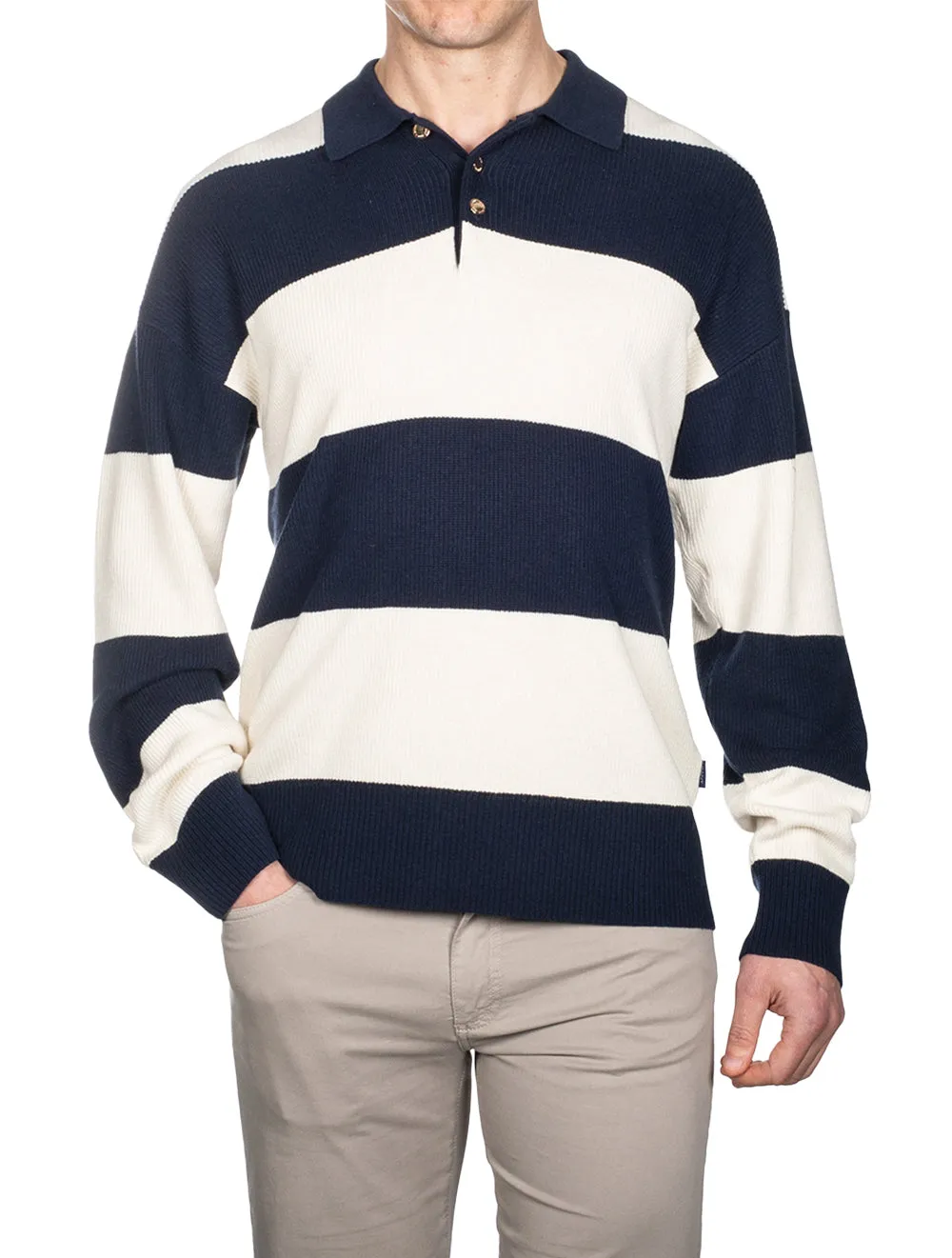 Barstriped Ribbed Rugger Marine
