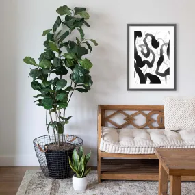 Black And White Brush Strokes Framed Art