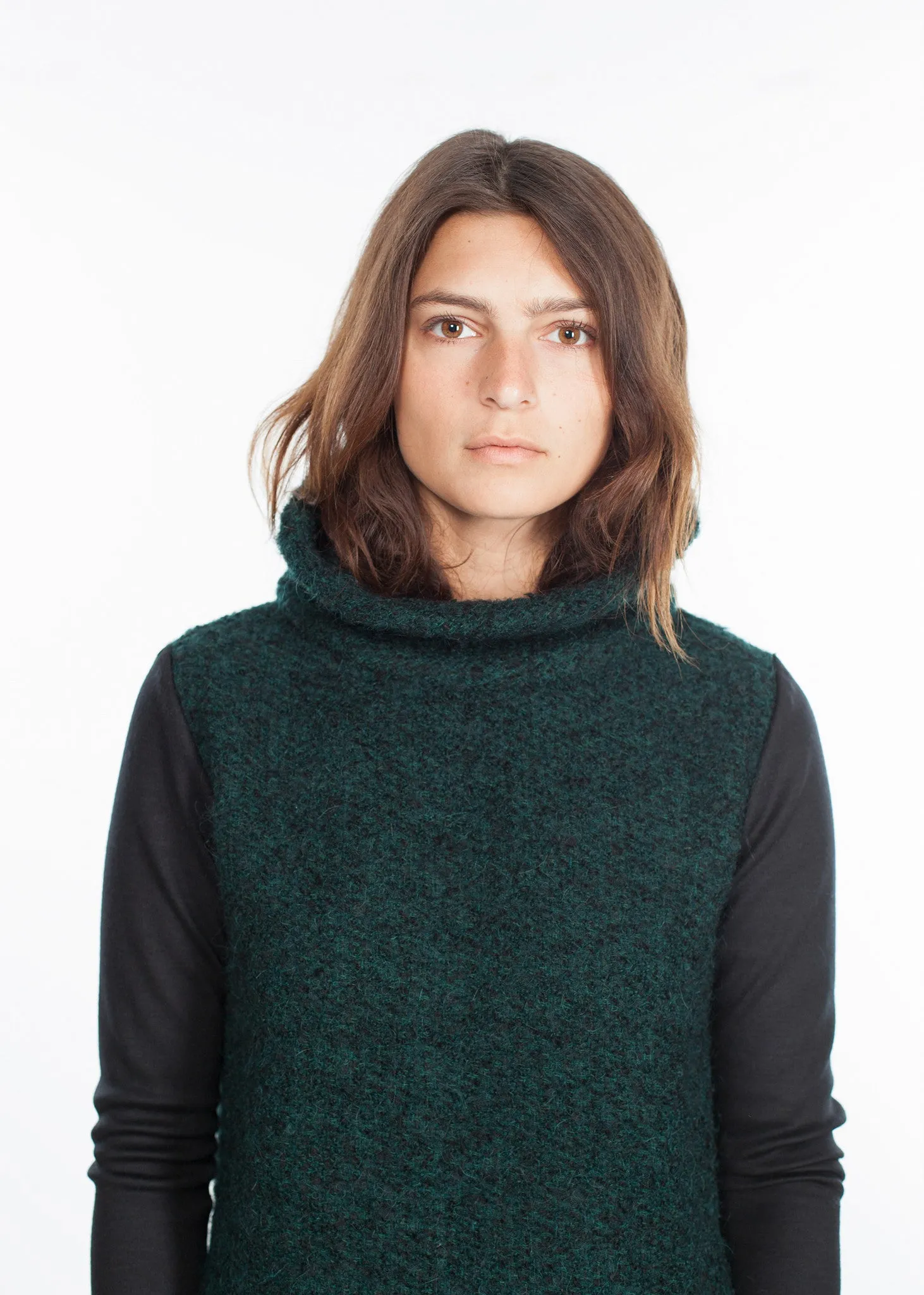 Boucle Turtle Neck in Green/Black -UEB