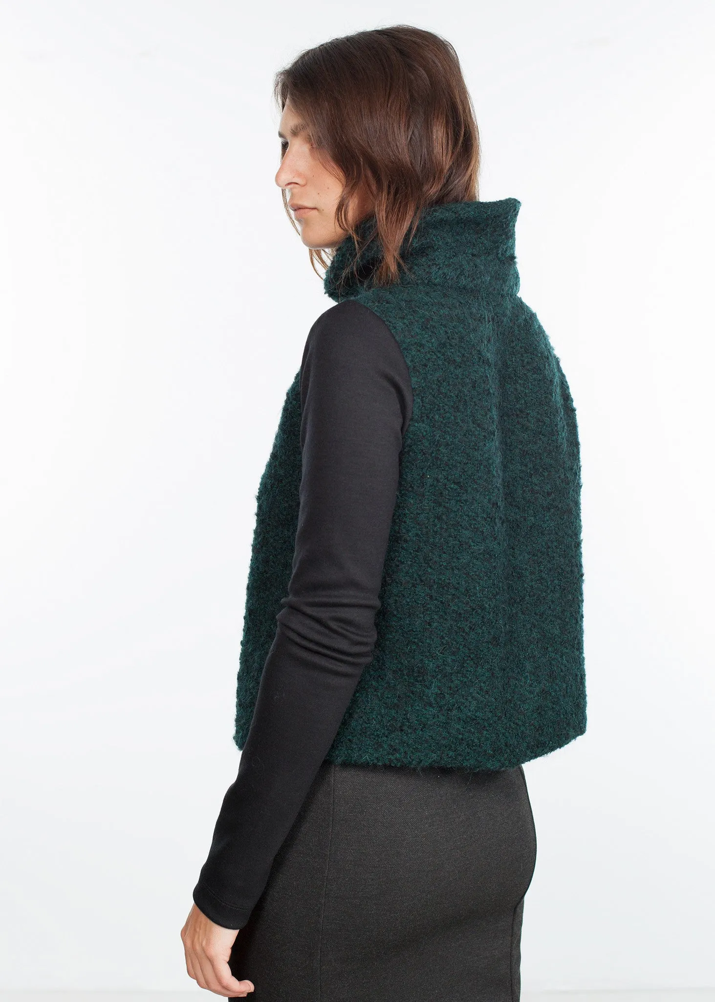 Boucle Turtle Neck in Green/Black -UEB