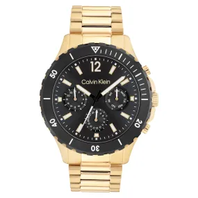 Calvin Klein Sport Light Gold Steel Black Dial Men's Multi-function Watch - 25200116