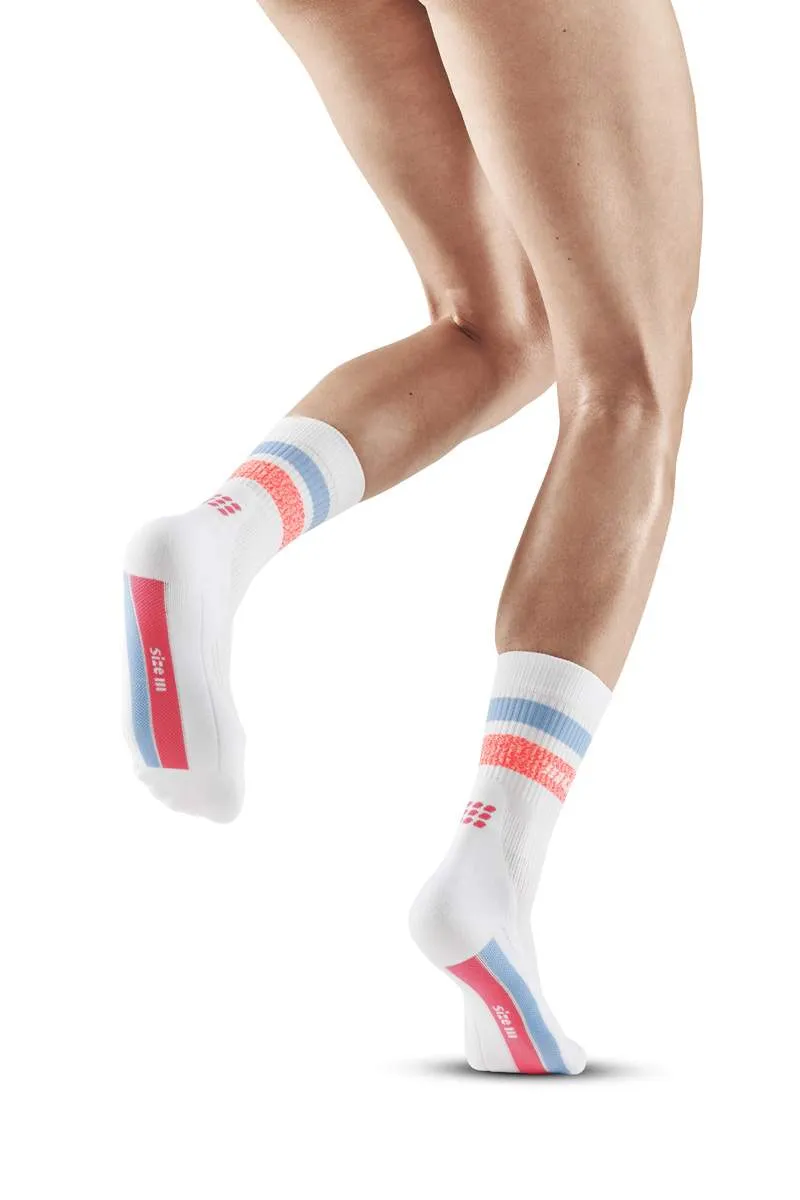 CEP Women's Miami Vibes 80's Socks Mid Cut - White/Pink&Sky