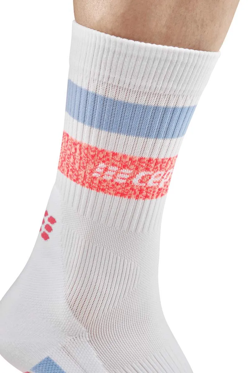 CEP Women's Miami Vibes 80's Socks Mid Cut - White/Pink&Sky