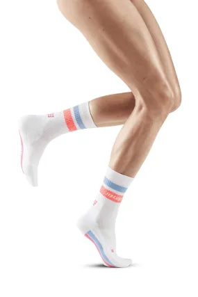 CEP Women's Miami Vibes 80's Socks Mid Cut - White/Pink&Sky