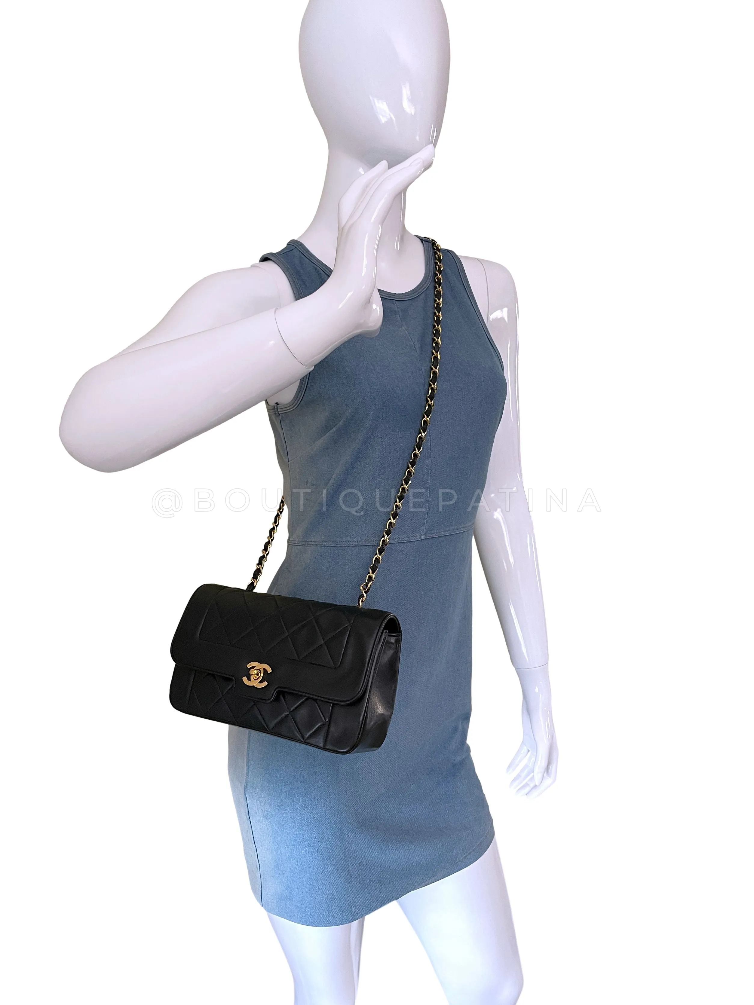 Chanel 1991 Vintage Small Geometric Diana Flap Bag 24k GHW