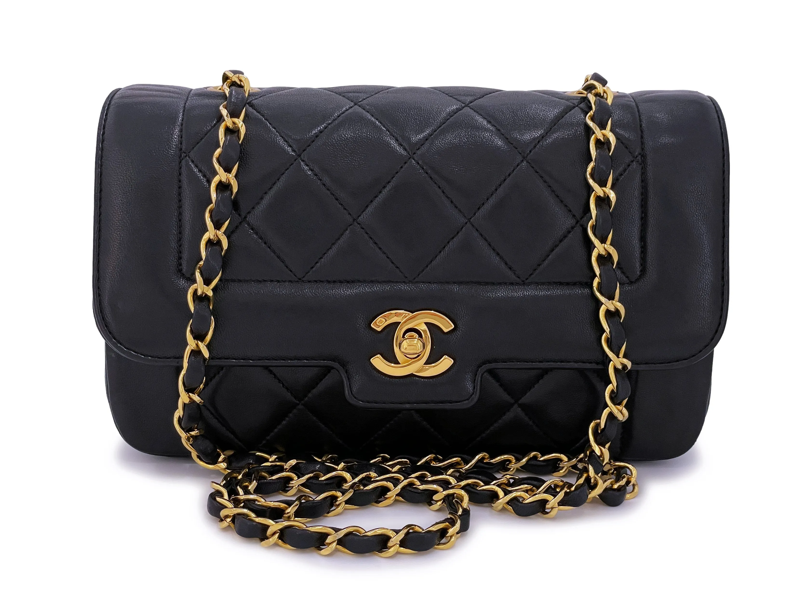 Chanel 1991 Vintage Small Geometric Diana Flap Bag 24k GHW