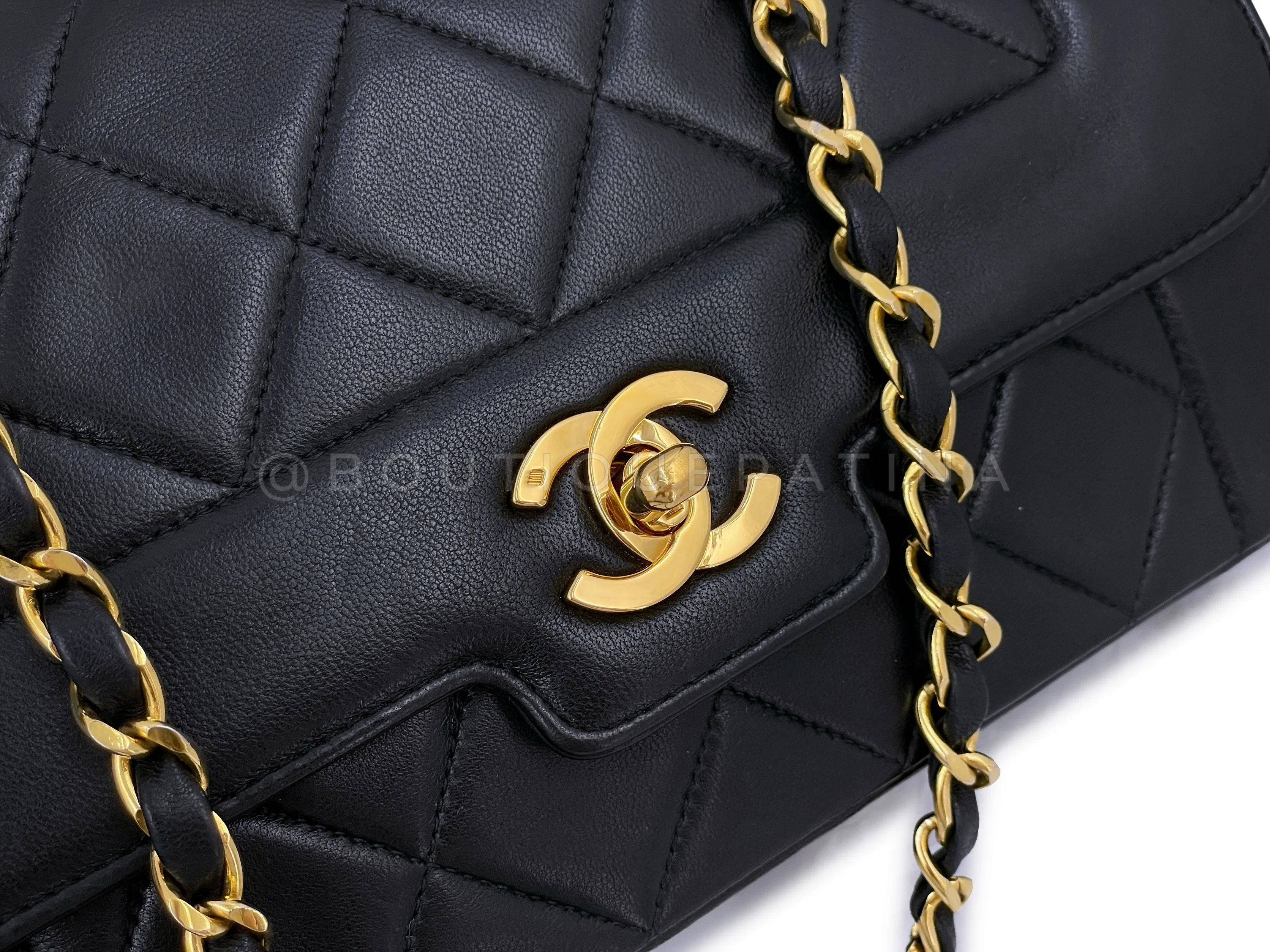 Chanel 1991 Vintage Small Geometric Diana Flap Bag 24k GHW