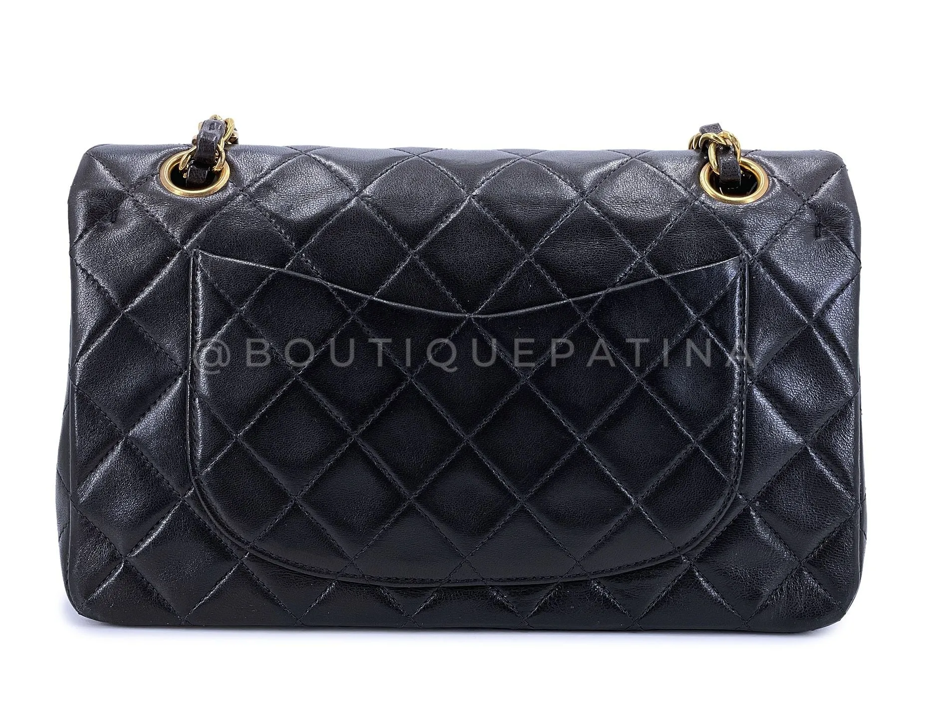 Chanel 1996 Vintage Black Lambskin Small Classic Double Flap Bag 24k GHW AGE