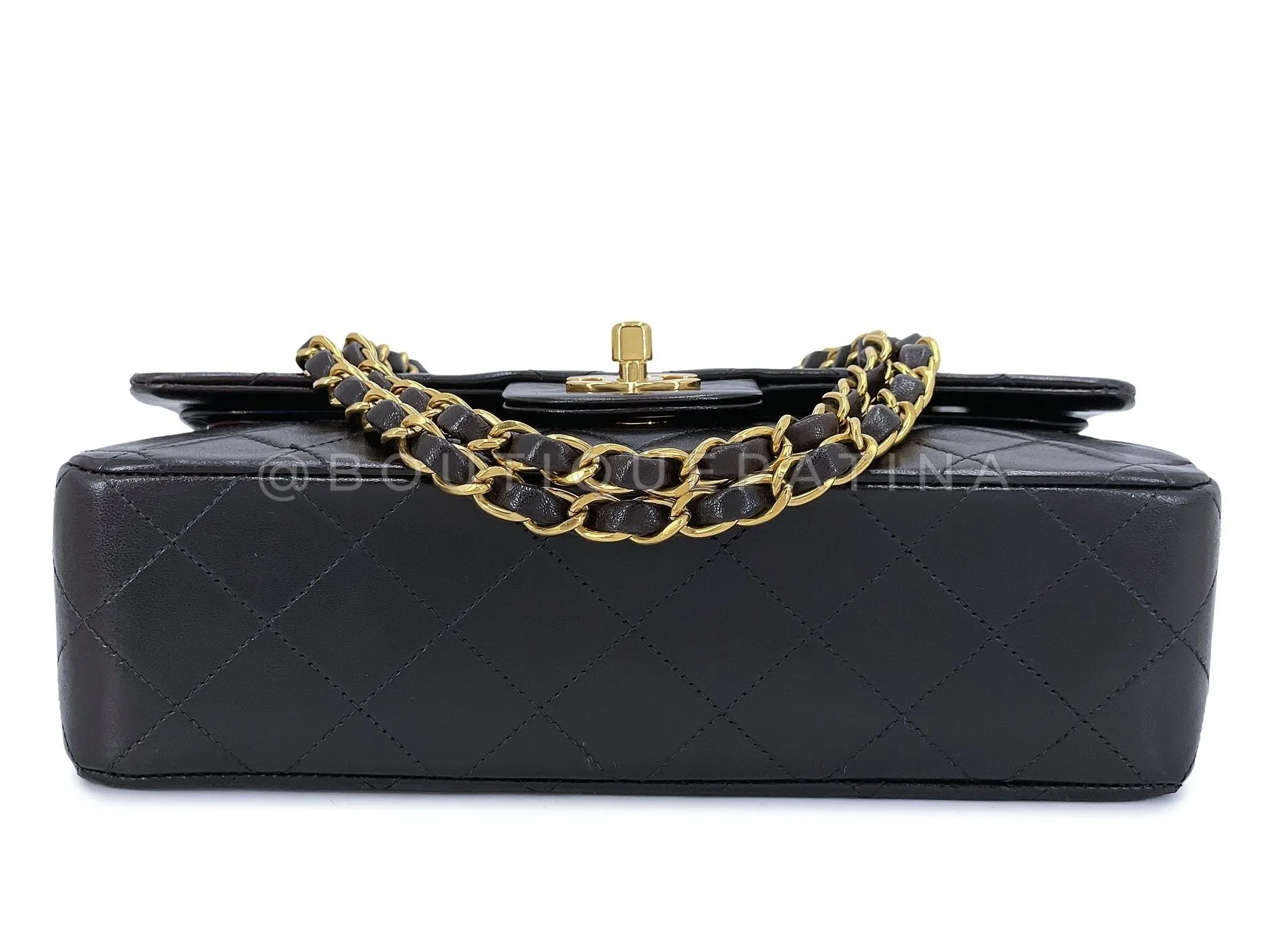 Chanel 1996 Vintage Black Lambskin Small Classic Double Flap Bag 24k GHW AGE