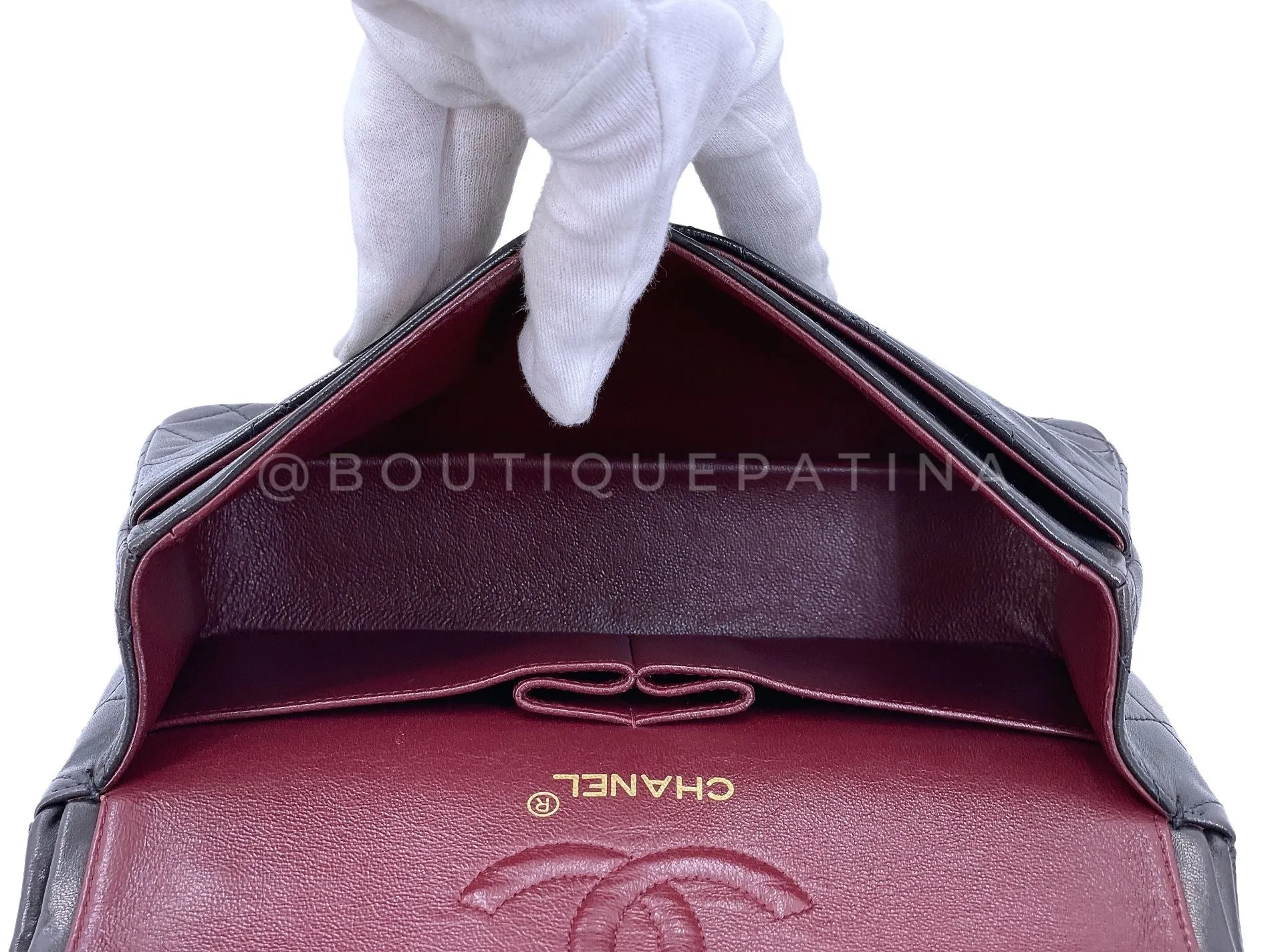 Chanel 1996 Vintage Black Lambskin Small Classic Double Flap Bag 24k GHW AGE