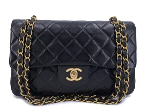 Chanel 1996 Vintage Black Lambskin Small Classic Double Flap Bag 24k GHW AGE