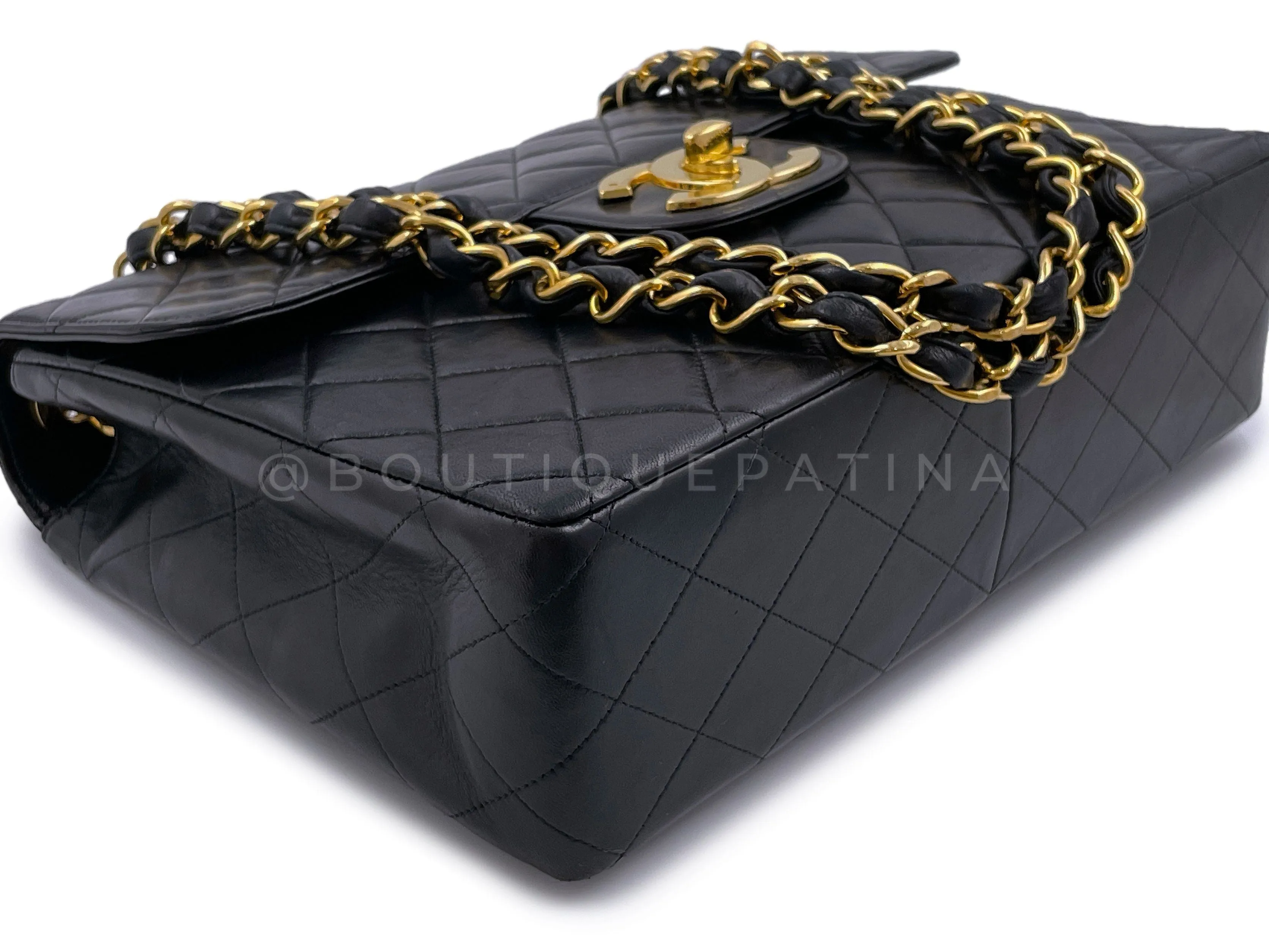 Chanel 1997 Vintage Black Jumbo "XL" Classic Flap Bag 24k GHW Lambskin