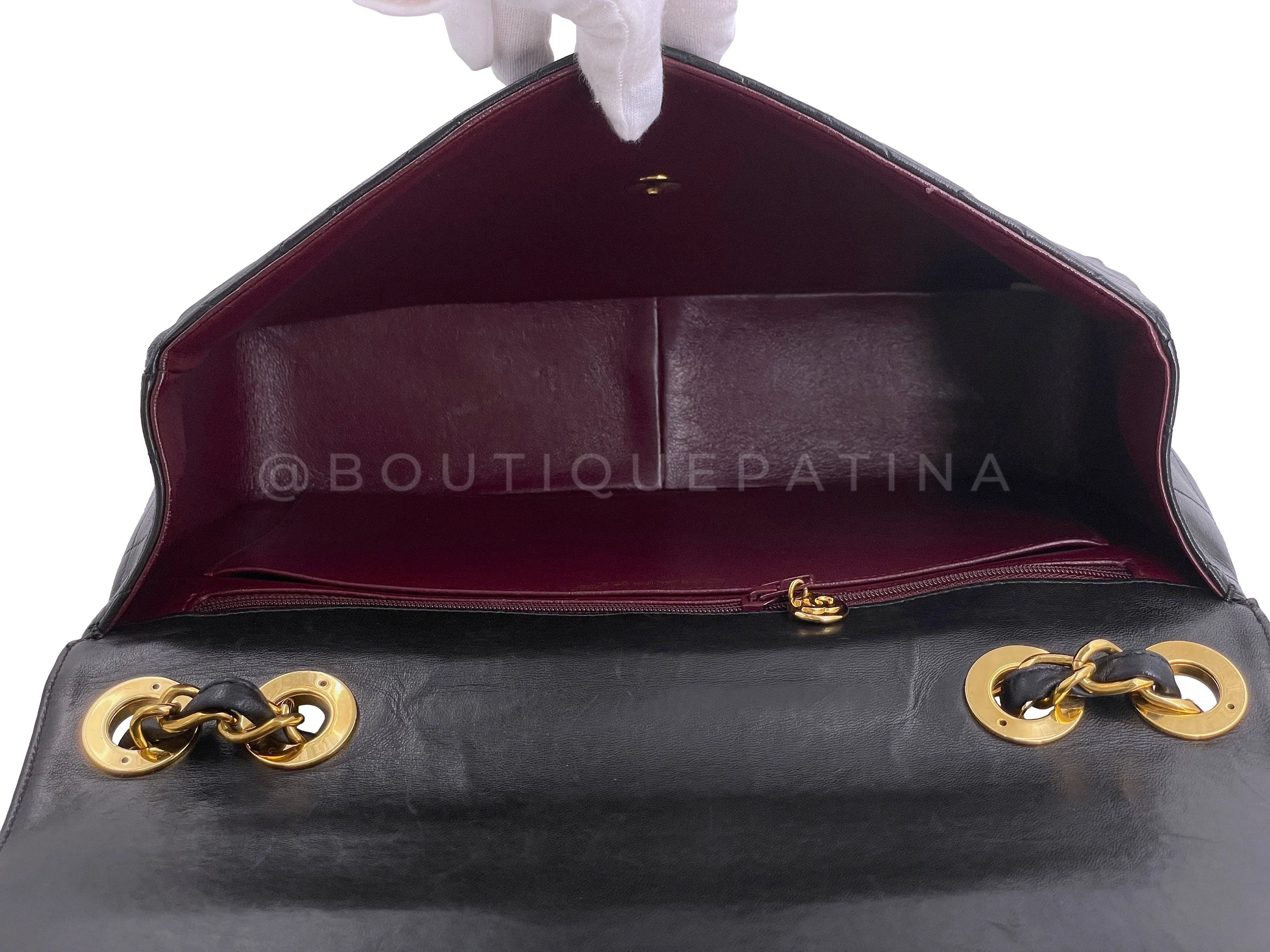 Chanel 1997 Vintage Black Jumbo "XL" Classic Flap Bag 24k GHW Lambskin
