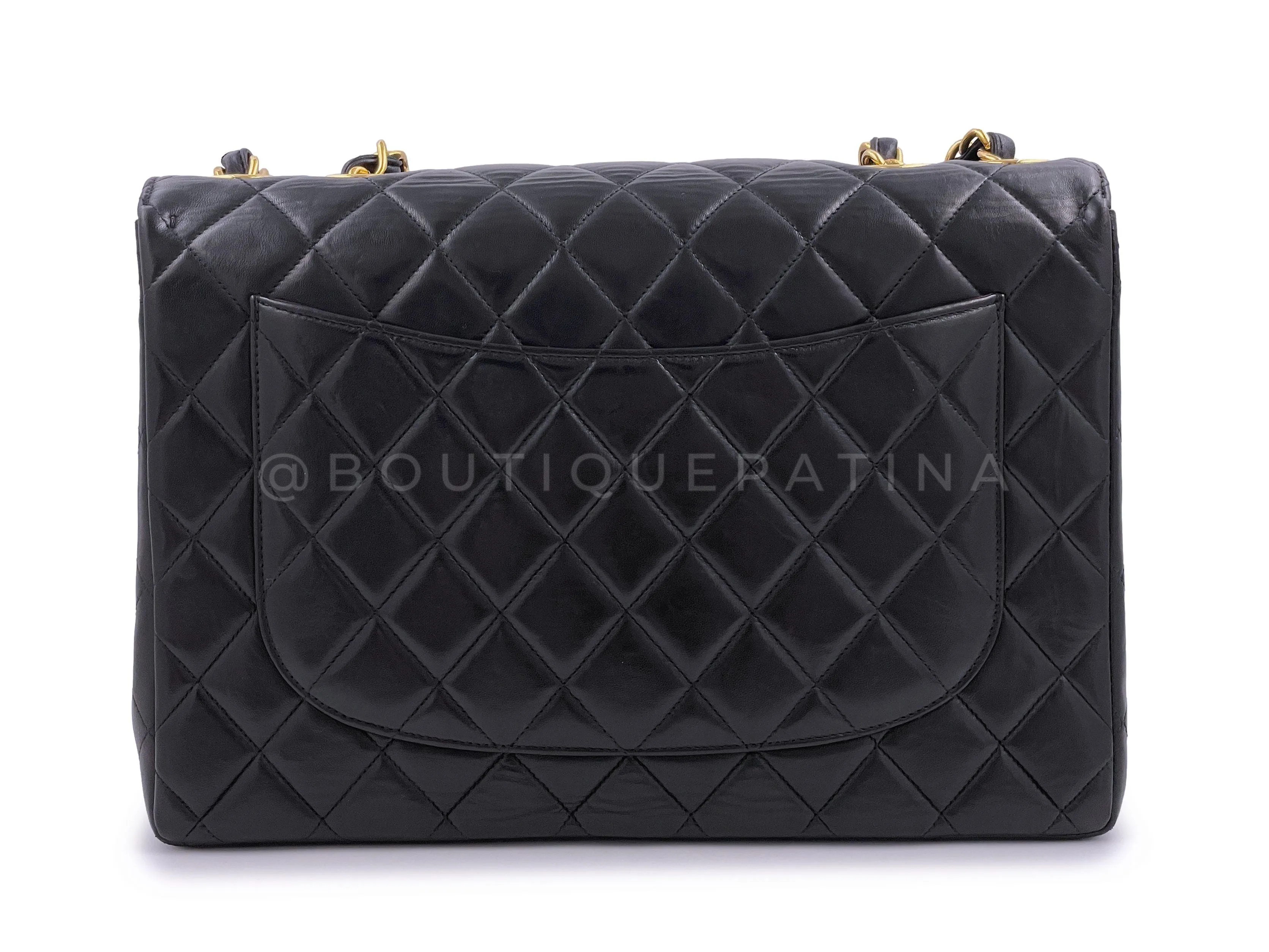 Chanel 1997 Vintage Black Jumbo "XL" Classic Flap Bag 24k GHW Lambskin