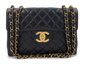 Chanel 1997 Vintage Black Jumbo "XL" Classic Flap Bag 24k GHW Lambskin