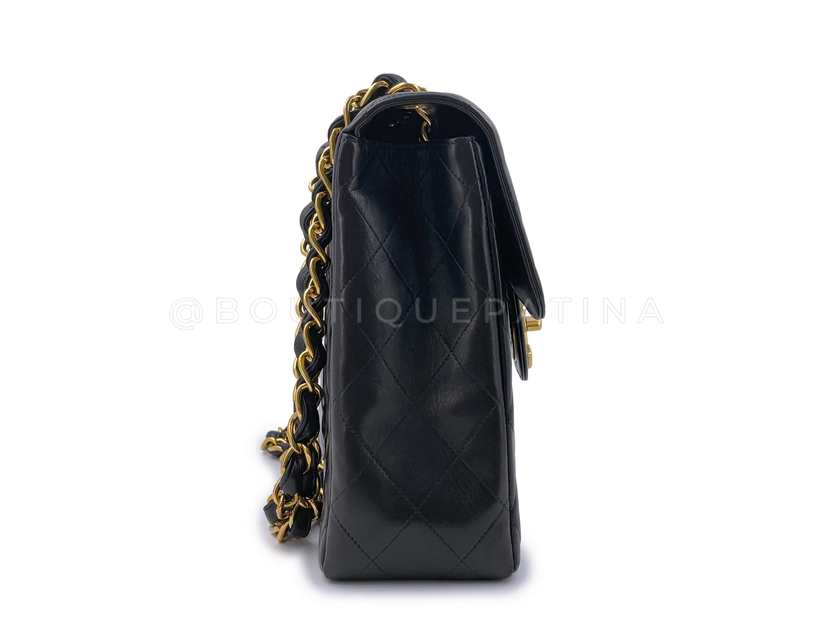 Chanel 1997 Vintage Black Jumbo "XL" Classic Flap Bag 24k GHW Lambskin