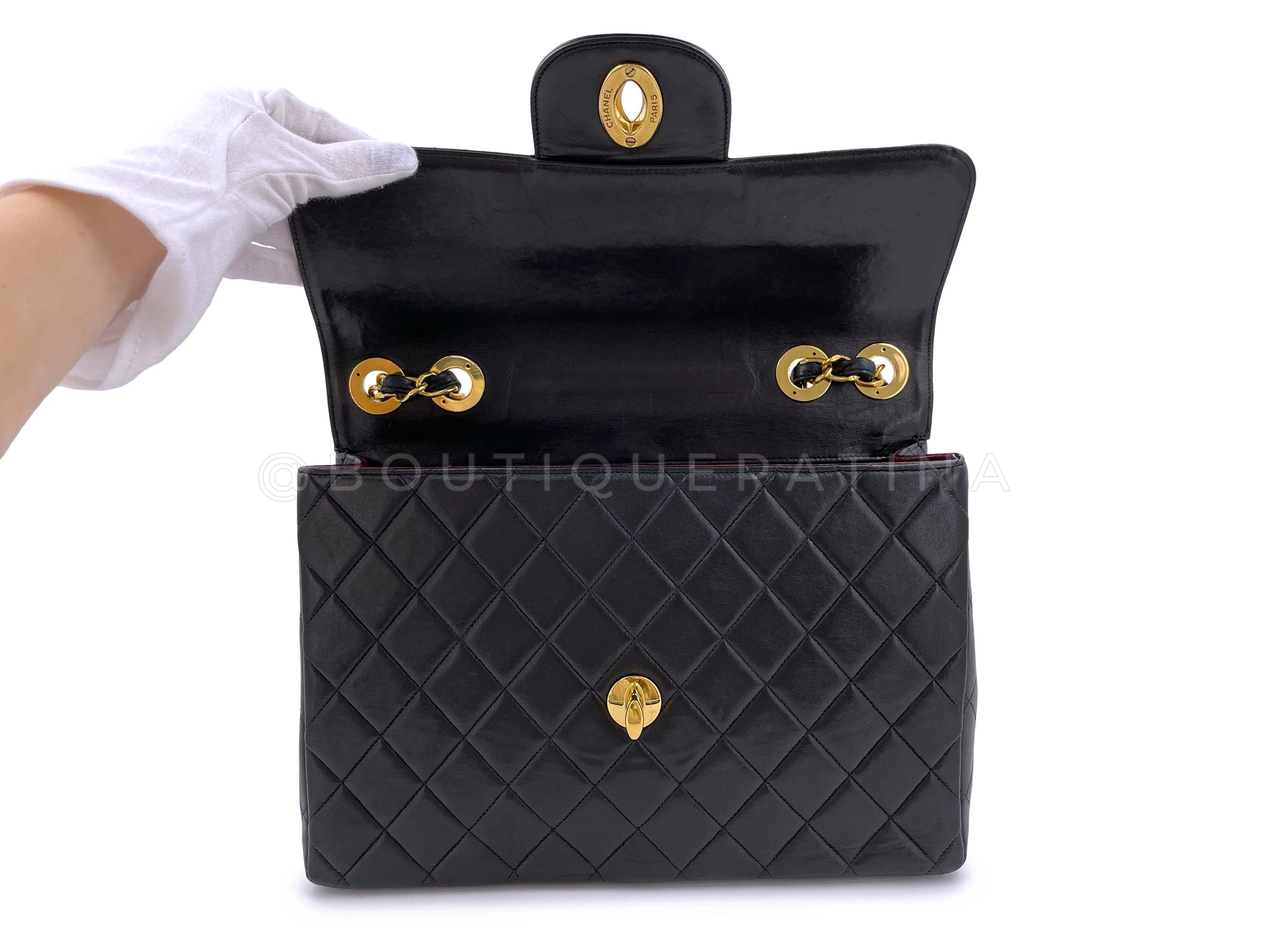 Chanel 1997 Vintage Black Jumbo "XL" Classic Flap Bag 24k GHW Lambskin