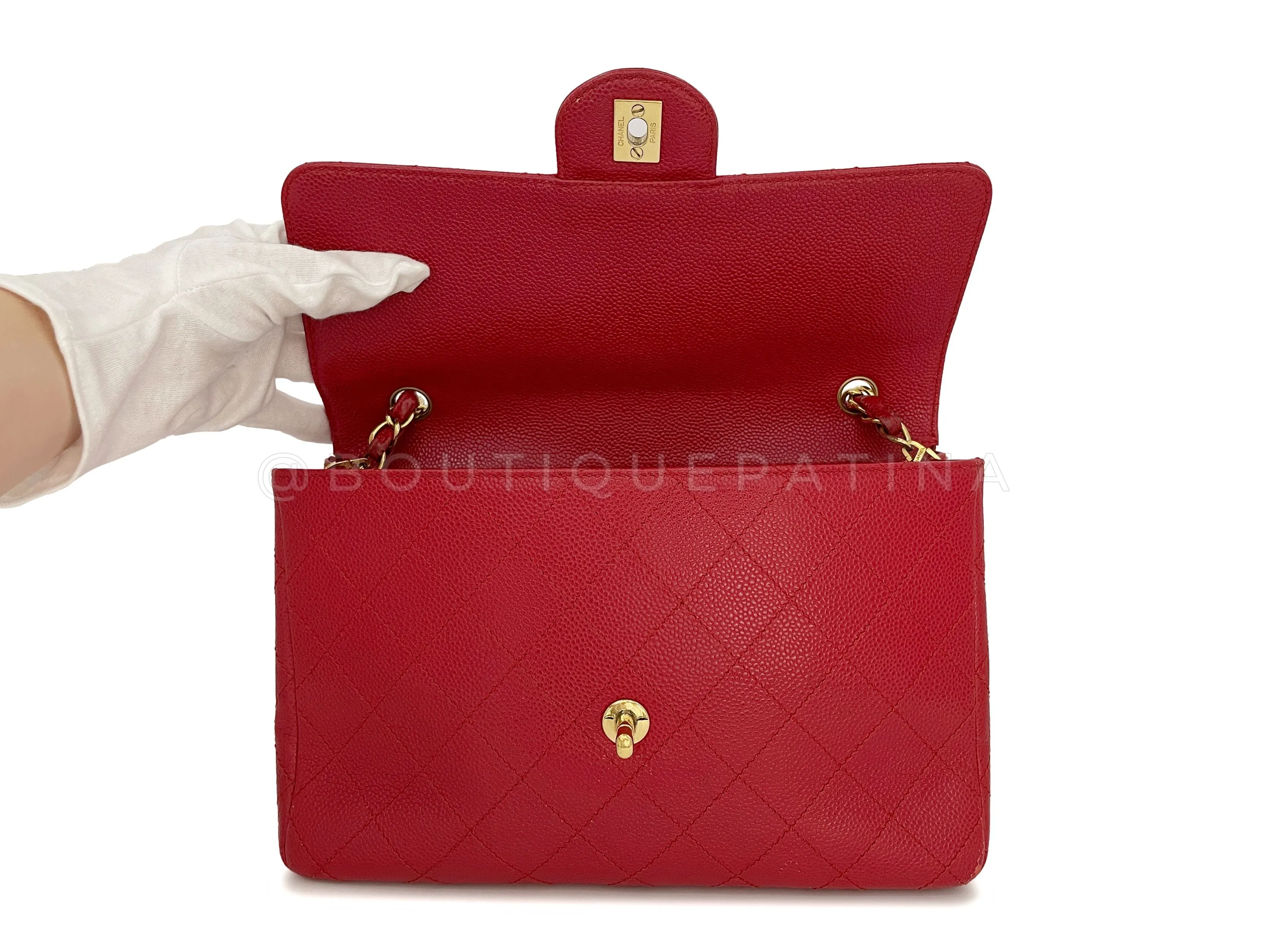 Chanel 2000 Vintage Red Caviar Flap Bag 24k GHW