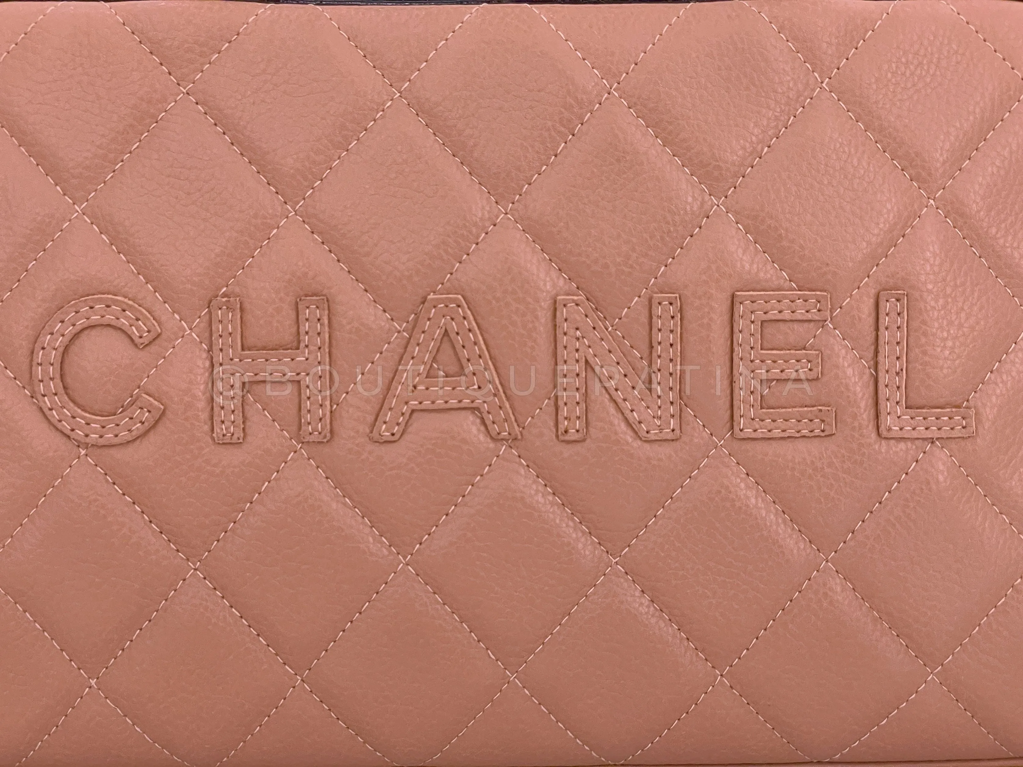 Chanel 2001 Vintage Blush Beige Small Lettered Bowler Bag