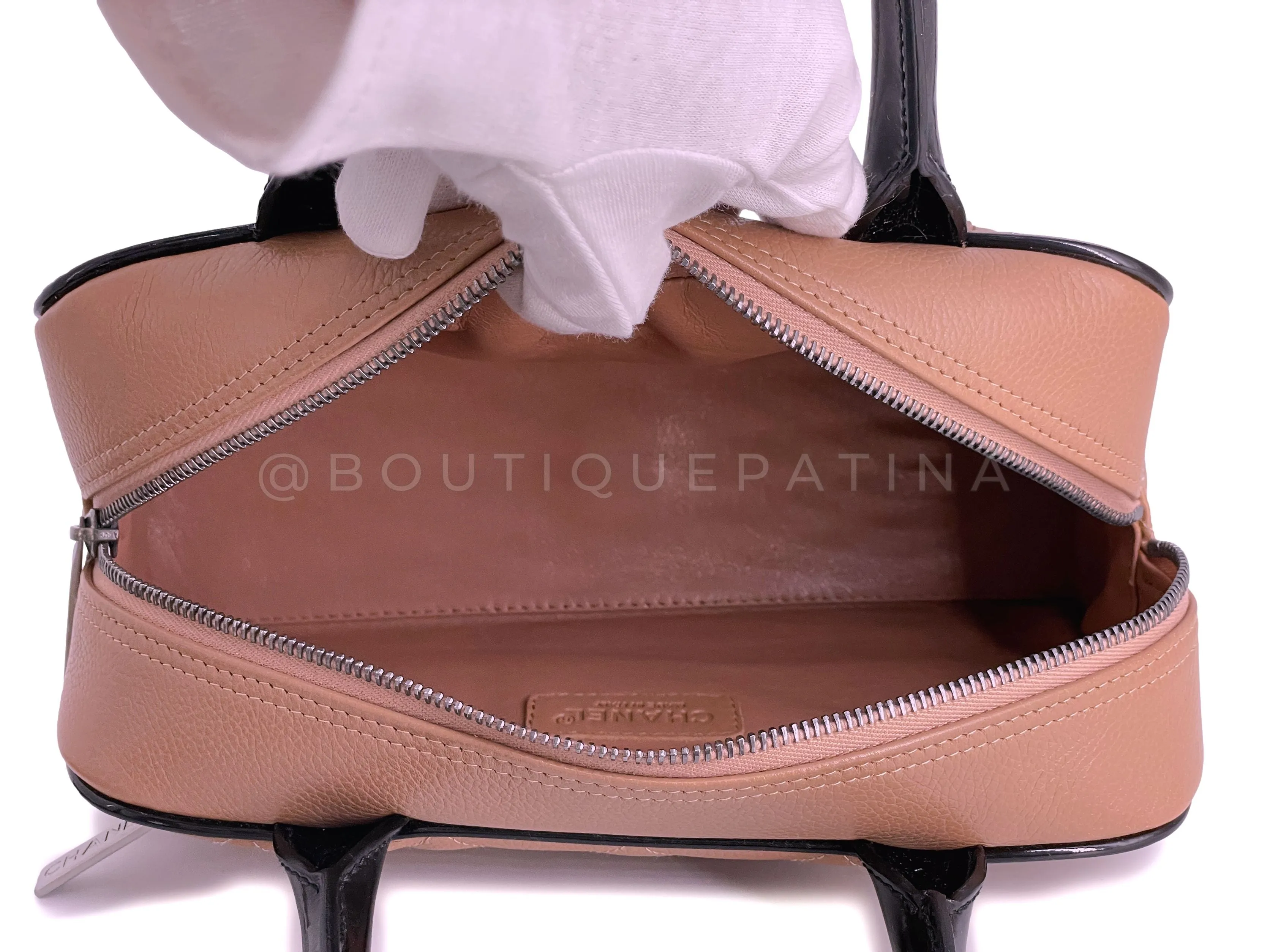 Chanel 2001 Vintage Blush Beige Small Lettered Bowler Bag
