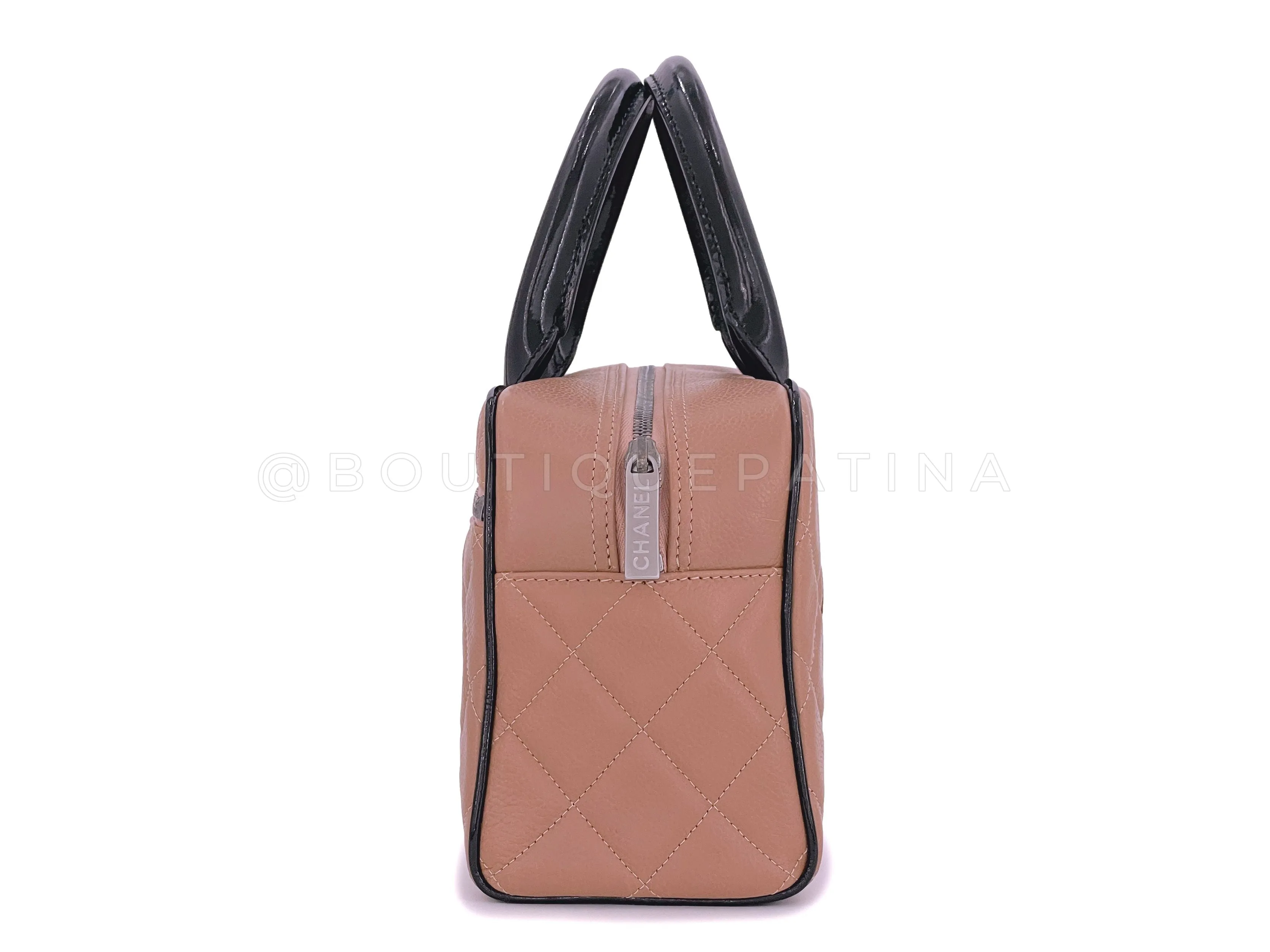 Chanel 2001 Vintage Blush Beige Small Lettered Bowler Bag
