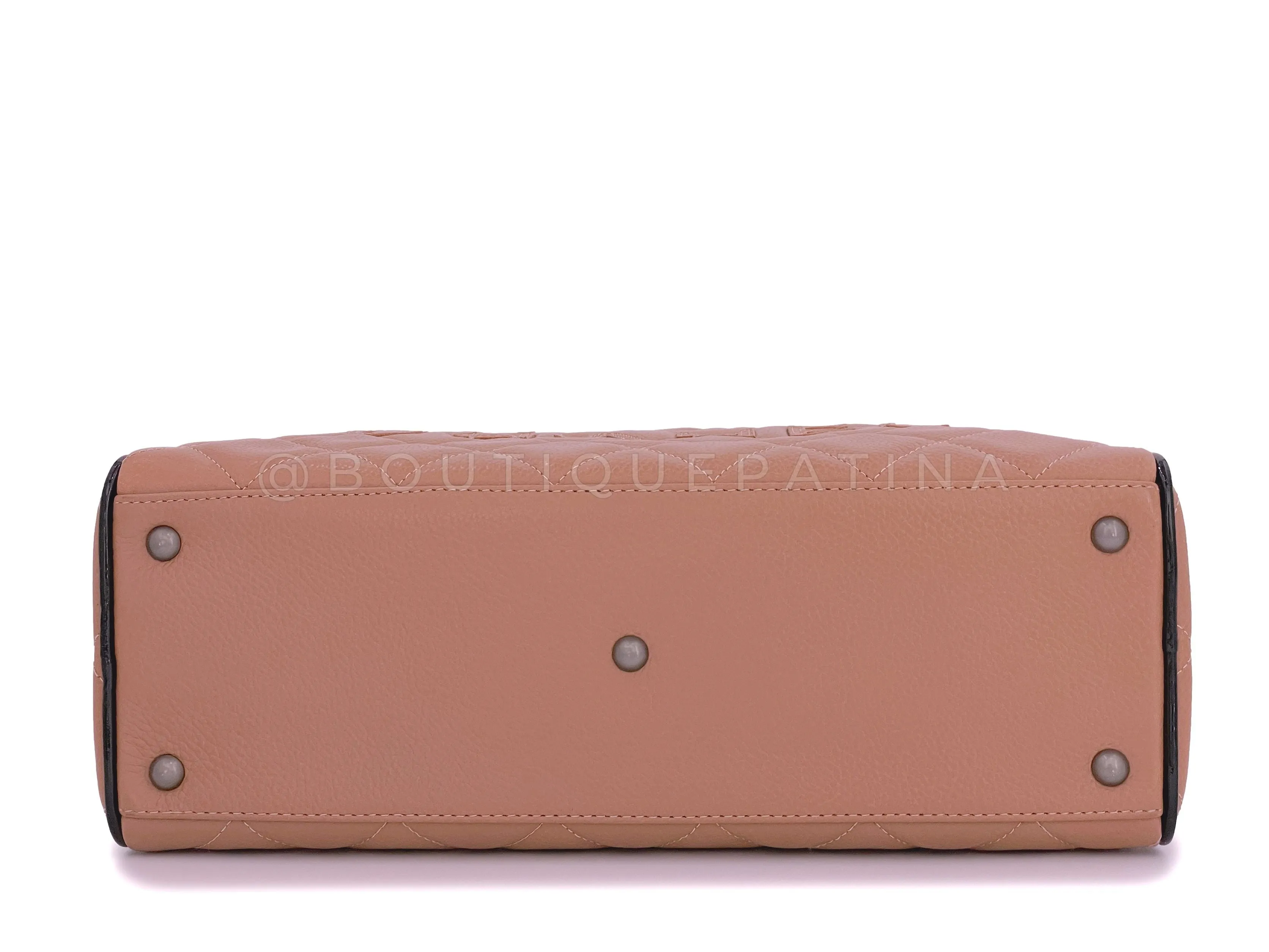 Chanel 2001 Vintage Blush Beige Small Lettered Bowler Bag