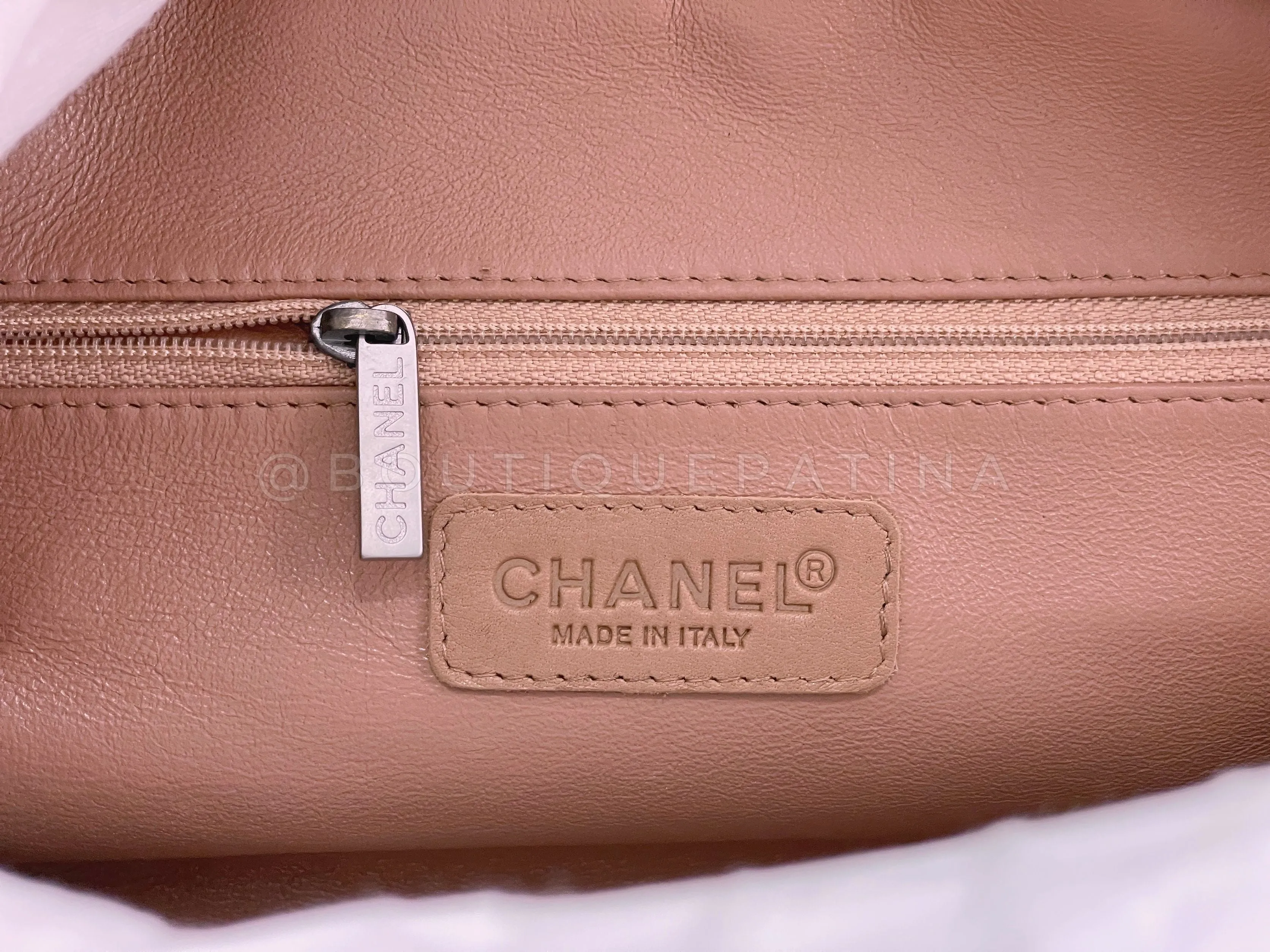 Chanel 2001 Vintage Blush Beige Small Lettered Bowler Bag