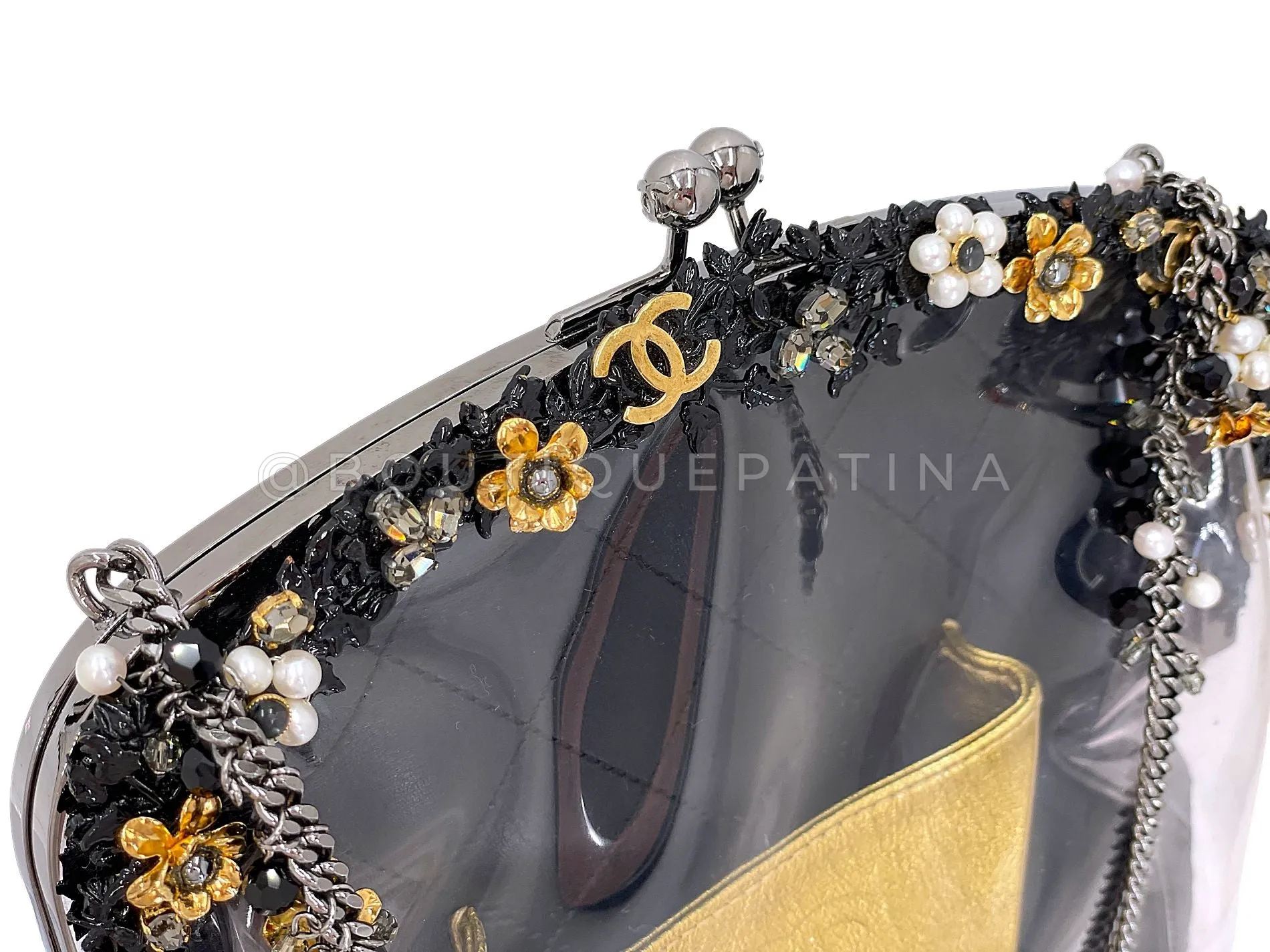 Chanel 2008 Vintage PVC Framed Top Crossbody Clear Bag GHW 1QN