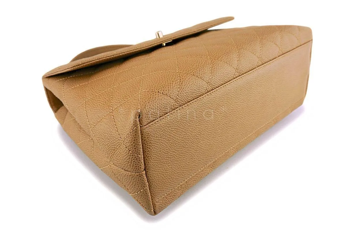 Chanel Beige Caviar Large Classic Kelly Flap Bag 24k GHW