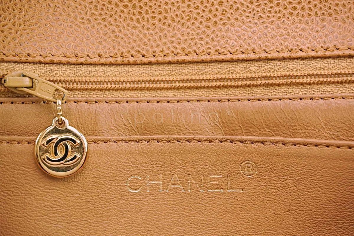 Chanel Beige Caviar Large Classic Kelly Flap Bag 24k GHW