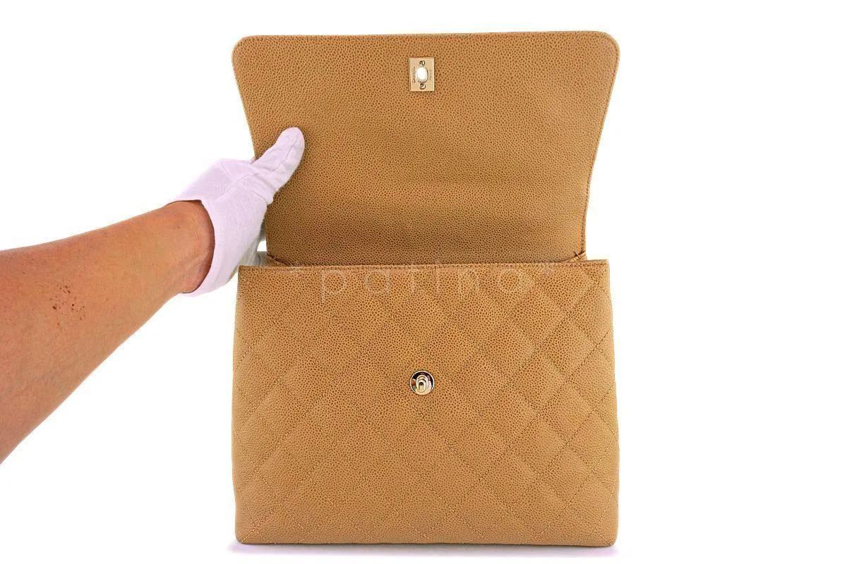 Chanel Beige Caviar Large Classic Kelly Flap Bag 24k GHW