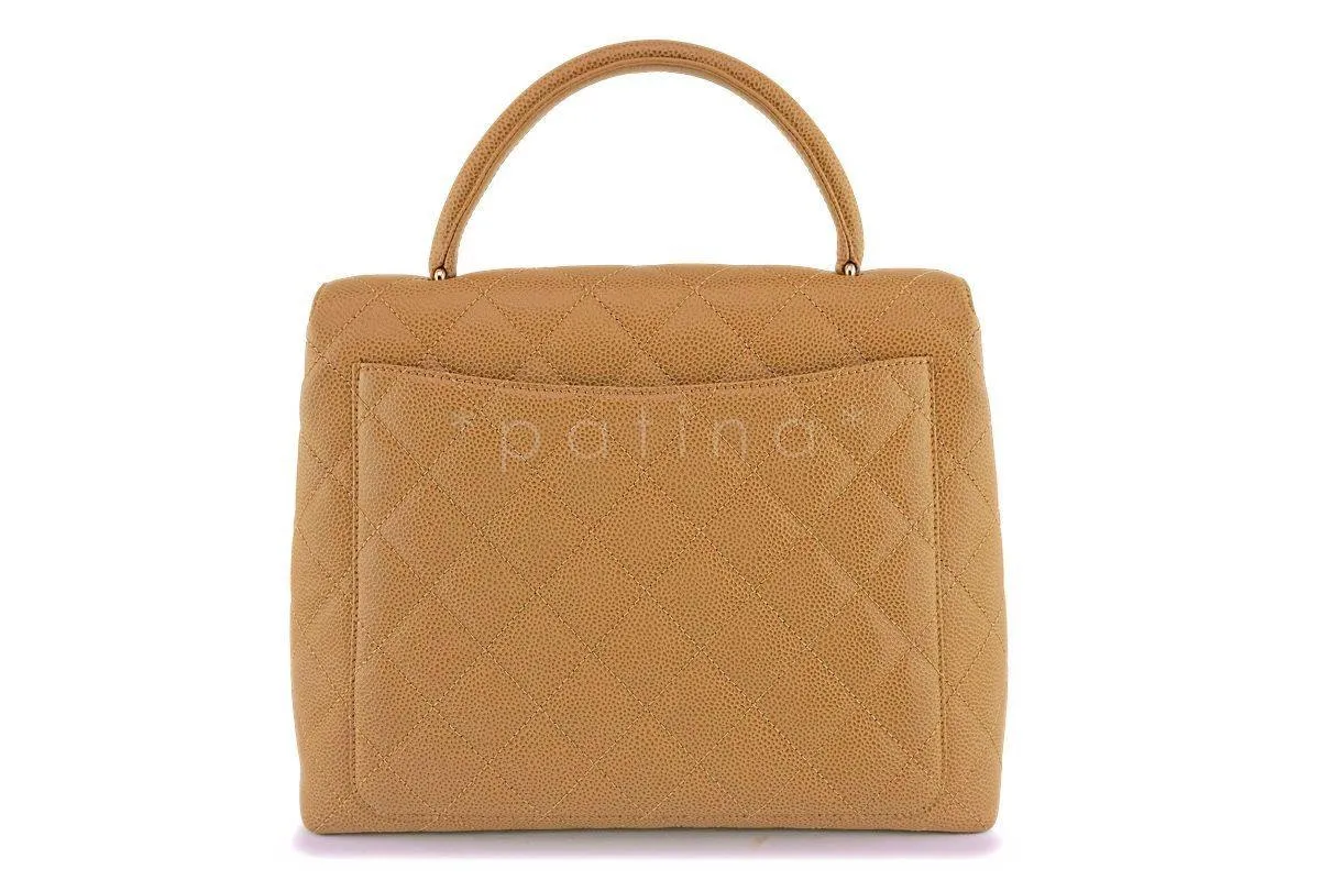 Chanel Beige Caviar Large Classic Kelly Flap Bag 24k GHW
