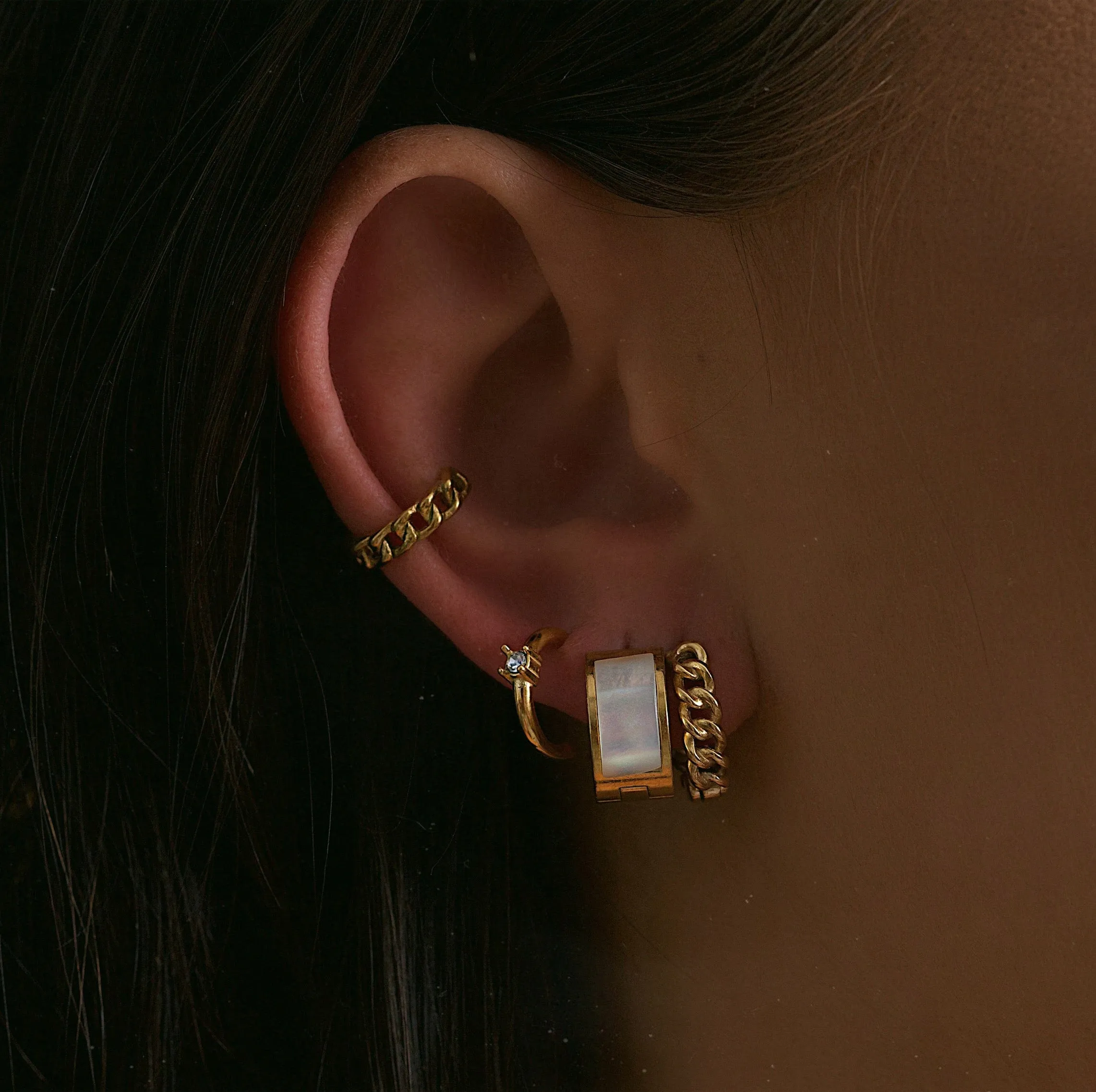 Dana Chain Hoop Earrings