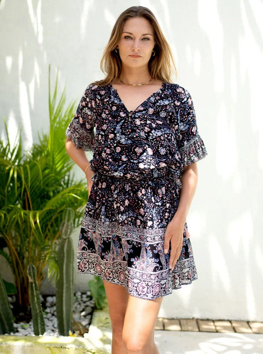 Flora Mini Dress - Night Bloom
