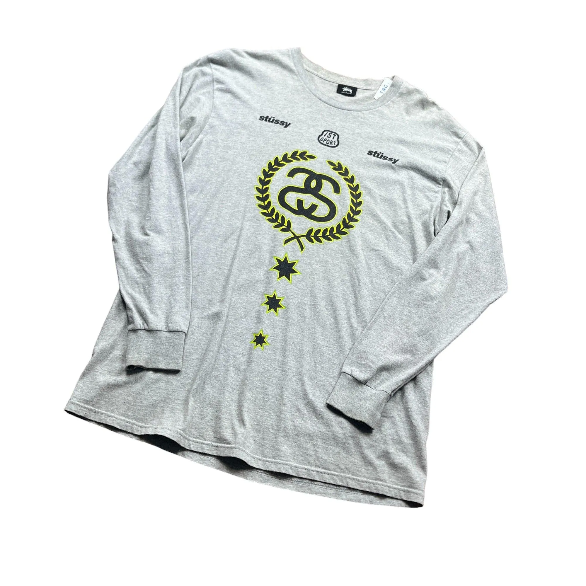 Grey Stussy Long Sleeve Tee - Large