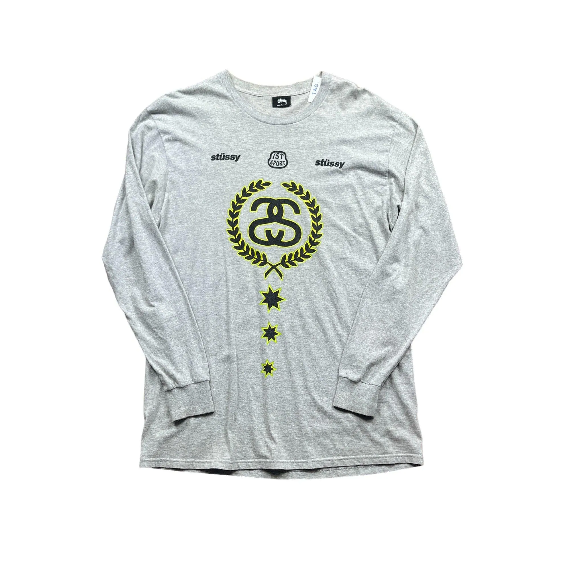 Grey Stussy Long Sleeve Tee - Large
