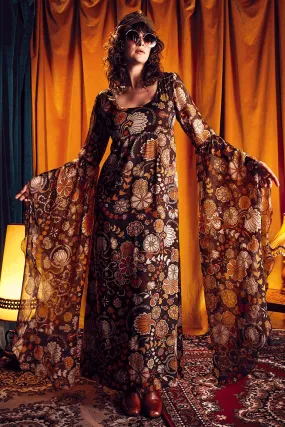 Kiss The Sky Brown Floral Maxi Dress - SSA554 - UK12