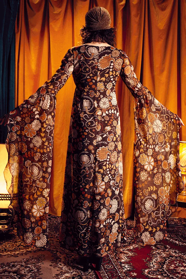 Kiss The Sky Brown Floral Maxi Dress - SSA554 - UK12